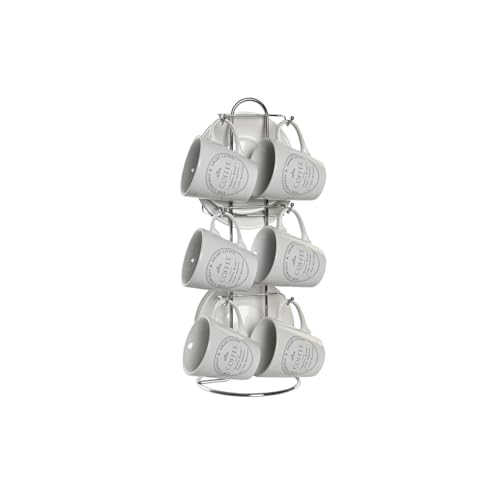 CAFE SET 6 GRES METAL 11X11X2 90ML BLANCO von AlexandreHouse