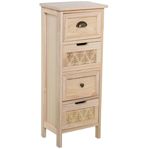 CAJONERA C/4 CAJONES MADERA NATURAL_34X24X87CM, DM+PAULOWNIA von AlexandreHouse
