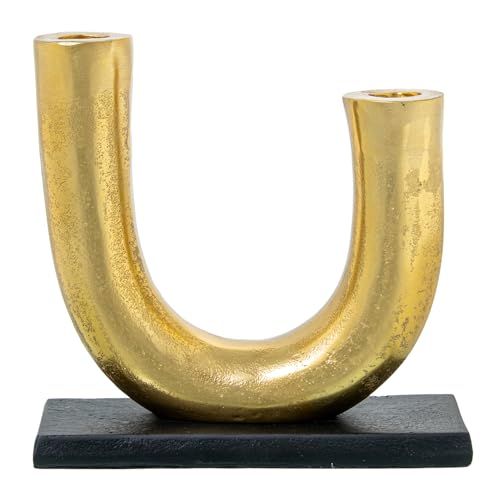 CANDELABRO 2 BRAZOS ALUMINIO ORO C/BASE NEGRA_21X8X20CM PARA VELAS °2,4CM CANDELABRO 2 BRAZOS ALUMINIO ORO C/BASE NEGRA_21X8X20CM PARA VELAS °2,4CM von AlexandreHouse