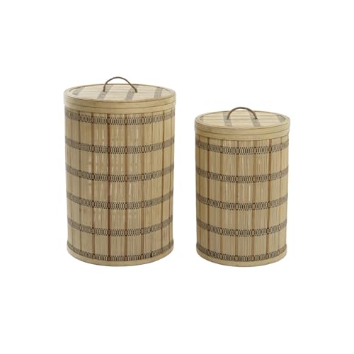 CESTA SET 2 BAMBU 40X40X63 CON TAPA NATURAL MARRON von AlexandreHouse