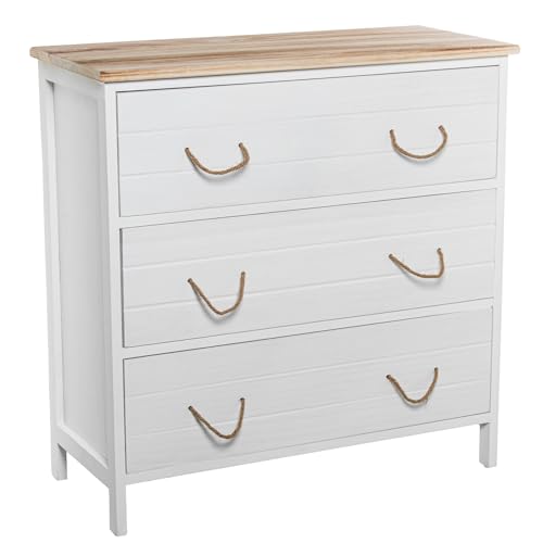 CÓMODA C/3 CAJONES MADERA BLANCA_80X35X81CM, DM+PAULOWNIA von AlexandreHouse