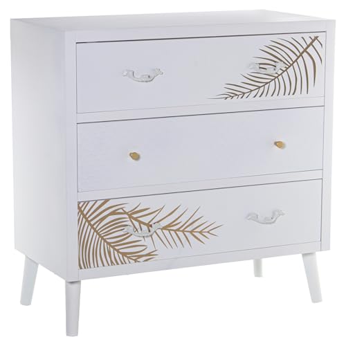 CÓMODA MADERA C/3 CAJONES BLANCO RELIEVE+HOJA DORADA 80X40X80CM, ABETO+DM CÓMODA MADERA C/3 CAJONES BLANCO RELIEVE+HOJA DORADA 80X40X80CM, ABETO+DM von AlexandreHouse