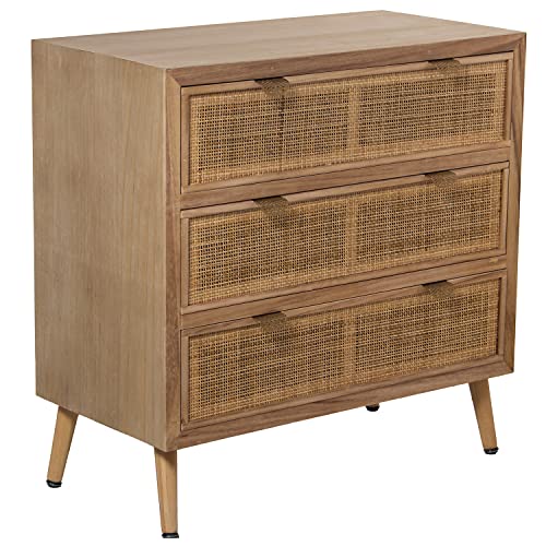 CÓMODA MADERA C/3 CAJONES RATÁN NATURAL, PINO+DM 80X40X80CM, ALT. PATAS:16CM von AlexandreHouse