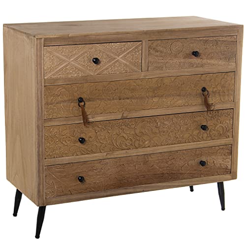 CÓMODA MADERA C/5 CAJONES, PAULOWNIA+DM 89X39X81CM, ALT.PATAS:16CM von AlexandreHouse