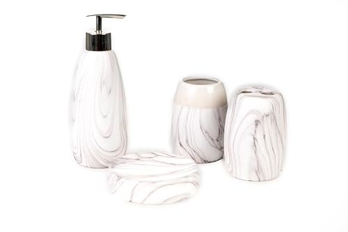 CONJUNTO BAÑO 4 PCS CERAMICA MARMOLADO GRIS von AlexandreHouse