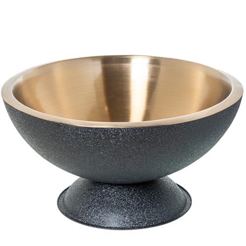 CUENCO ENFRIADOR BOTELLAS ACERO INOX. ORO MATE, CUBIERTA NEG_°43X22CM BASE:°25CM von AlexandreHouse
