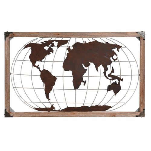 DECORACION PARED METAL PINO 75X6X46 MAPAMUNDI von AlexandreHouse