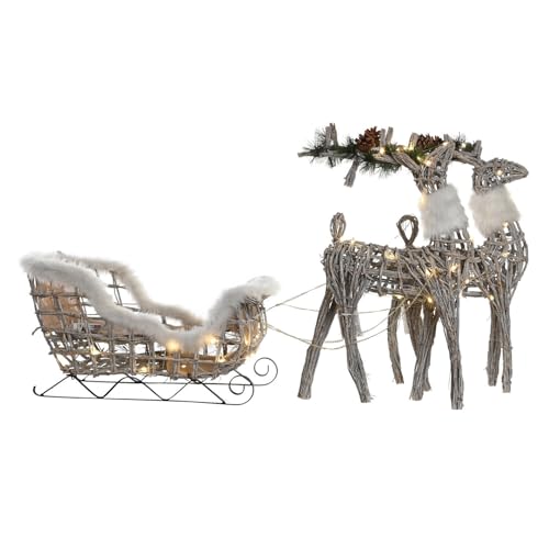 DECORACION SET 3 LED MIMBRE 60X30X37 BLANCO von Redesyn