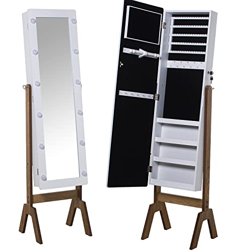 ESPEJO JOYERO MADERA BLANCO PATAS MADERA C/LUCES LED 40X37X155CM,ESPEJO INT:25X109 von AlexandreHouse