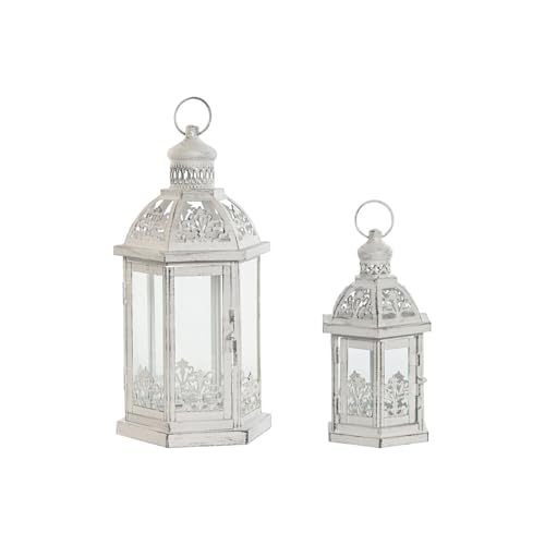 FAROLA SET 2 METAL CRISTAL 18X16X35 DESGASTADO von AlexandreHouse