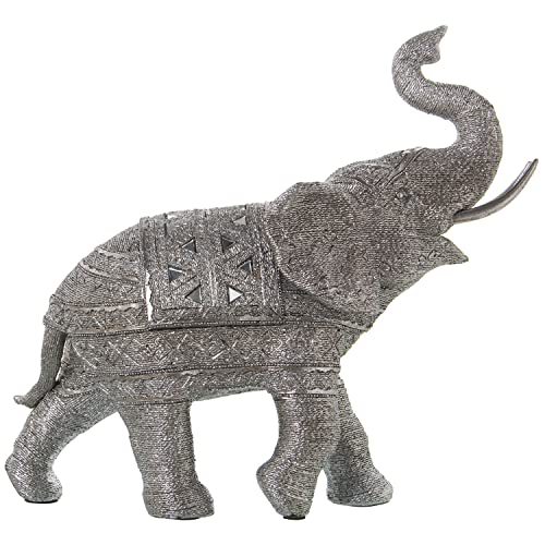 FIGURA RESINA ELEFANTE PLATEADO GRANULADO C/ESPEJITOS 38X15X35CM von AlexandreHouse
