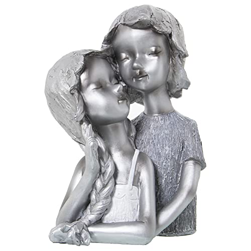 FIGURA RESINA PAREJA NIÑOS PLATEADA 19X15X28CM von AlexandreHouse