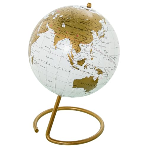 GLOBO TERRÁQUEO 23559 BLANCO C/PIE DORADO_°16X25CM von AlexandreHouse