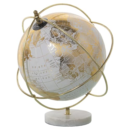 GLOBO TERRÁQUEO ø20CM BLANCO/DORADO METAL/MÁRMOL SOBREMESA_°24X27CM BASE:°11CM von AlexandreHouse