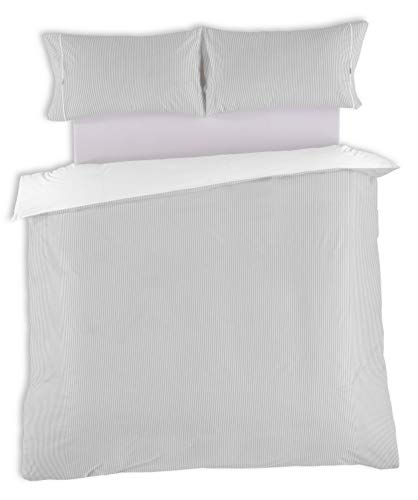 Greta. Conjunto de funda nórdica y funda(s) de almohada de percal color perla. Cama de 150 (2 alm) cm. 3 piezas von AlexandreHouse