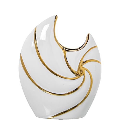 JARRON CERAMICA 22CM BLANCO BRILLO/ORO_18X8X22CM von AlexandreHouse