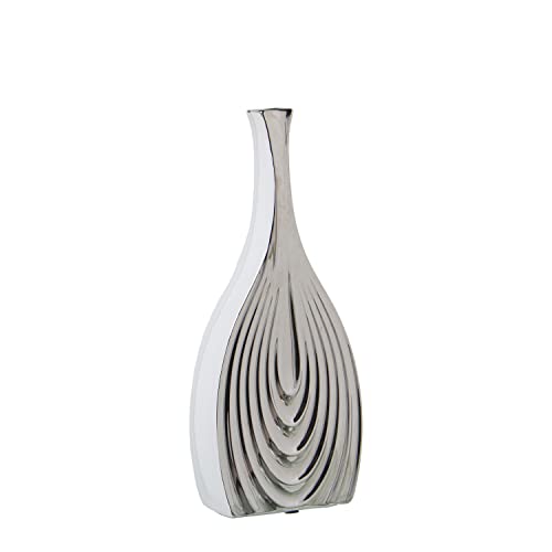 JARRON CERAMICA 36CM BLANCO/PLATA_16X6X36CM von AlexandreHouse