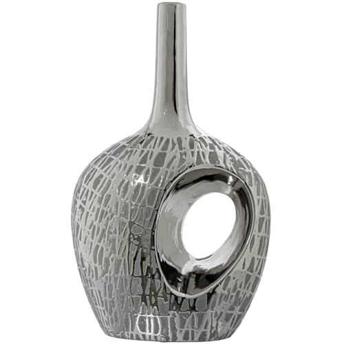 JARRON CERAMICA AGUJERO 36CM PLATA_22X13X36CM von AlexandreHouse