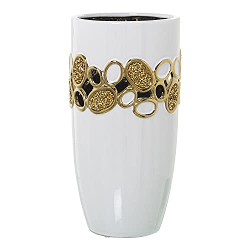 JARRÓN CERÁMICA BLANCO/ORO CALADO °15X30CM JARRÓN CERÁMICA BLANCO/ORO CALADO °15X30CM von AlexandreHouse