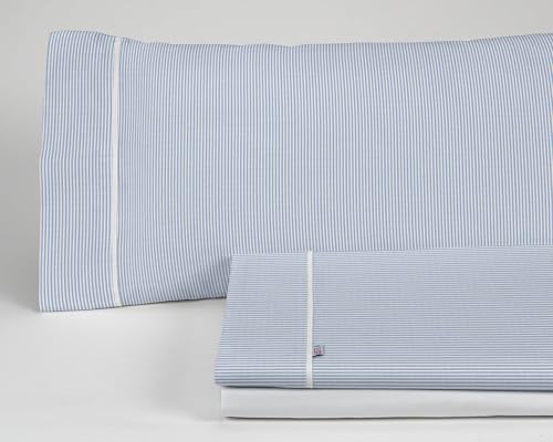 Juego de sábanas Greta color azul Cama de 160 (4 piezas) - 100% algodón - 200 hilos. Gramage: 125 von AlexandreHouse