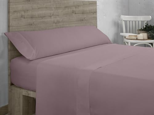 Juego de sábanas de algodón orgánico color néctar. Acabado en doble pespunte. Cama de 200 cm. 4 piezas von AlexandreHouse