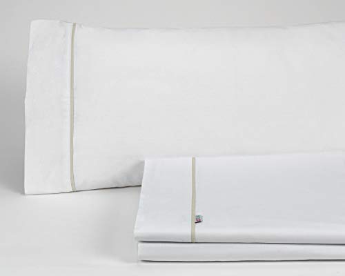 Juego de sábanas liso color blanco Cama de 150 (4 piezas) -50% algodón / 50% poliéster - 144 hilos. Gramage: 115 von AlexandreHouse