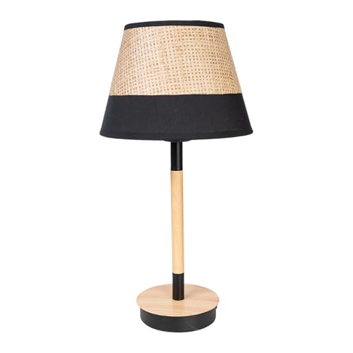 LAMPARA BASE MADERA PANTALLA NEGRA/MIMBRE von AlexandreHouse