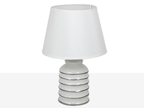 LAMPARA CERAMIC BLANCA/PLATA C/PANTALLA von AlexandreHouse