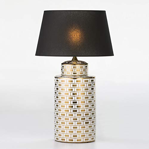LAMPARA SOBREMESA 23X23X51 CERAMICA BLANCO/DORADO SIN PANTALLA von AlexandreHouse
