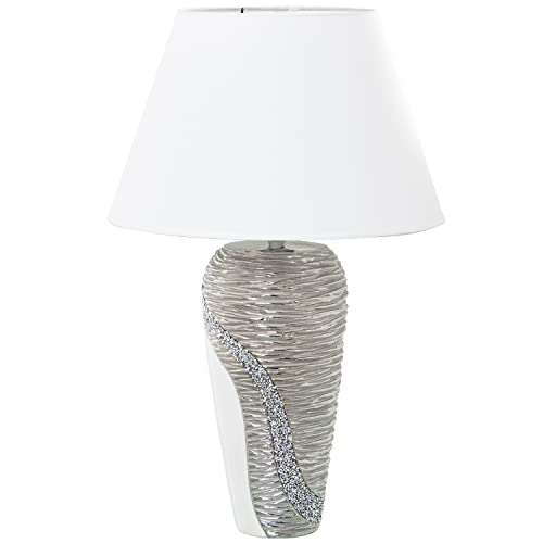 LÁMPARA SOBREMESA CERAMICA BLANCO/CHAMP.+52755,1XE27,MAX.40 °35X56CM, BASE:18X12X42CM von AlexandreHouse