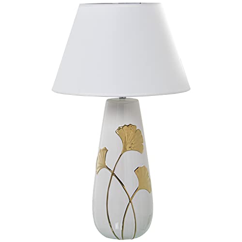 LÁMPARA SOBREMESA CERÁMICA BLANCO/ORO+52825, 1XE27, MAX.60W °35X58CM, BASE:°16X45CM von AlexandreHouse