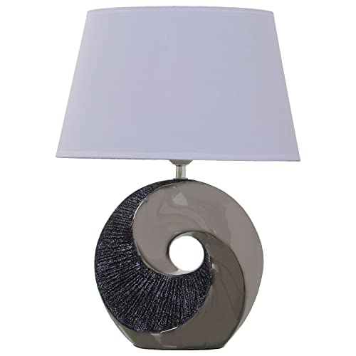 LÁMPARA SOBREMESA CERÁMICA GRIS/PLATA+92231,1XE27,MAX.40W N 32X20X44CM,BASE:22X9,5X27CM von AlexandreHouse