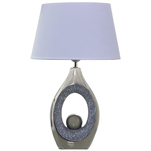 LÁMPARA SOBREMESA CERÁMICA GRIS/PLATA+92231,1XE27,MAX.40W N 32X20X50CM, BASE:17X10X34CM von AlexandreHouse