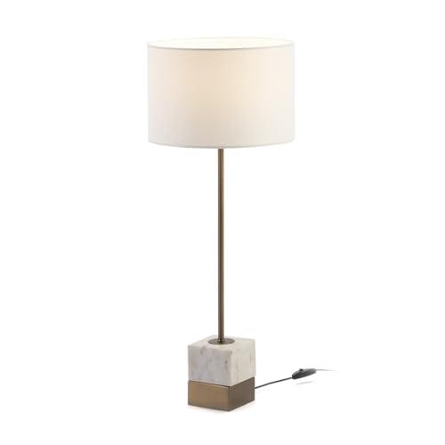 LAMPARA SOBREMESA SIN PANTALLA 10X10X58 MARMOL BLANCO/METAL DORADO von AlexandreHouse