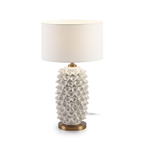 LAMPARA SOBREMESA SIN PANTALLA 22X19X52 CERAMICA BLANCO/METAL DORADO von AlexandreHouse