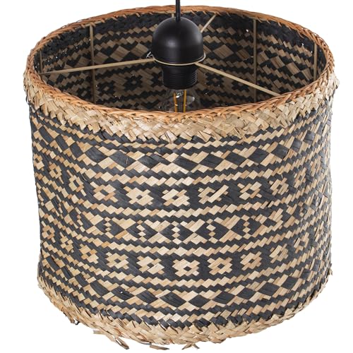 LÁMPARA TECHO RATÁN NATURAL/NEGRO +99271, 1XE27 MAX.40W_°36X29CM CABLE NEGRO:73CM von AlexandreHouse
