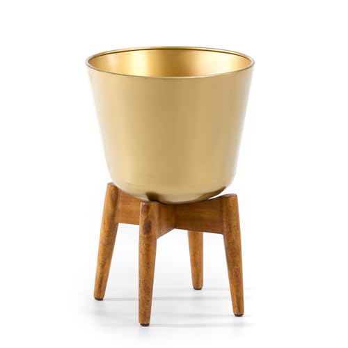 MACETERO 32X32X49 MADERA NATURAL/METAL DORADO von AlexandreHouse