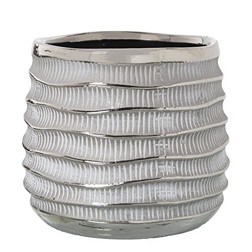 MACETERO CERÁMICA BLANCO/PLATA °19X17CM MACETERO CERÁMICA BLANCO/PLATA °19X17CM von AlexandreHouse