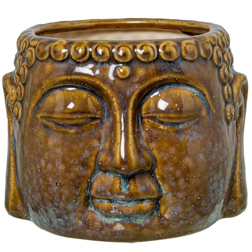 MACETERO CERÁMICA MARRÓN LACADO ROSTRO BUDA_18X17X13CM MACETERO CERÁMICA MARRÓN LACADO ROSTRO BUDA_18X17X13CM von AlexandreHouse