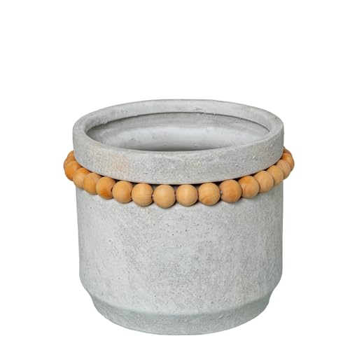 MACETERO CERÁMICA ø19CM GRIS C/BOLITAS MADERA_°19X16CM von AlexandreHouse