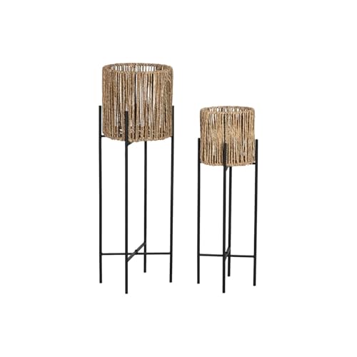 MACETERO SET 2 METAL FIBRA 24X24X77 NEGRO von AlexandreHouse
