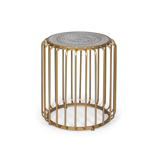 MESA AUXILIAR 46X46X55 METAL DORADO/DM GRIS MESA AUXILIAR 46X46X55 METAL DORADO/DM GRIS von AlexandreHouse