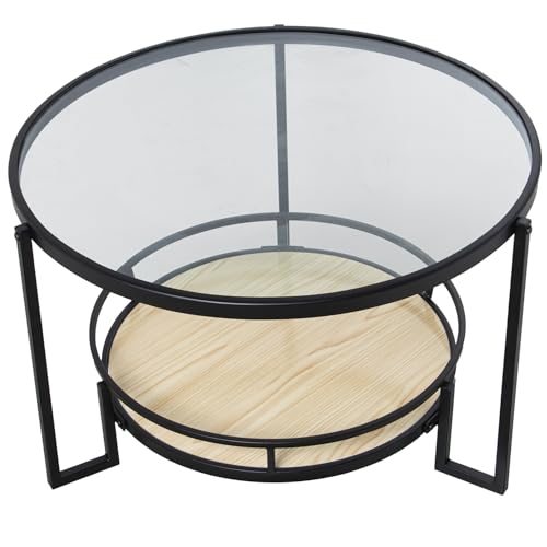 MESA AUXILIAR METAL NEGRO/CRISTAL TRANSP. +BALDA MADERA_°70X45CM MESA AUXILIAR METAL NEGRO/CRISTAL TRANSP. +BALDA MADERA_°70X45CM von AlexandreHouse