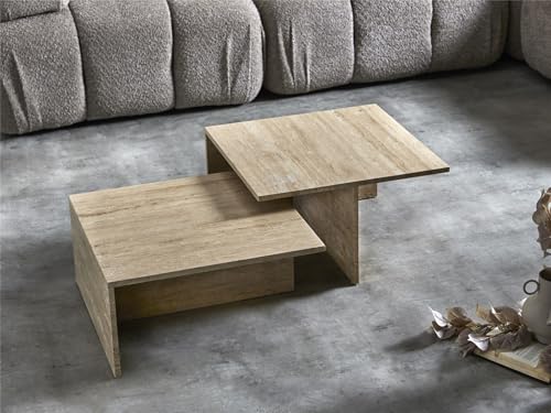 MESA DE CENTRO BES MARMOL TRAVERTINO 28 CMS. S/2 50x50x28 cms von AlexandreHouse