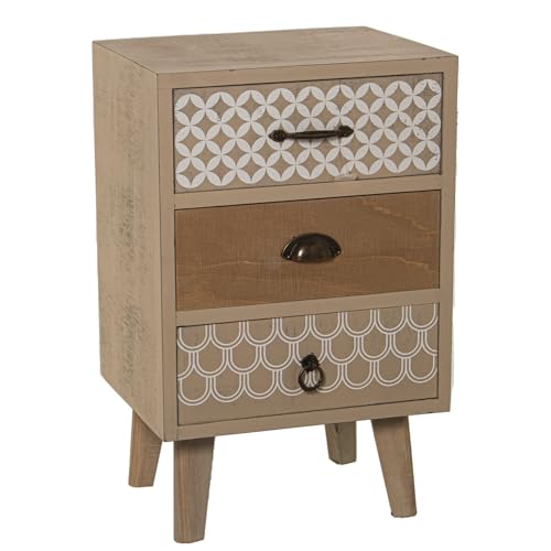 MESA DE NOCHE MADERA C/3 CAJONES, ABETO+CONTRACH.+PATAS PINO 40X32X63CM von AlexandreHouse
