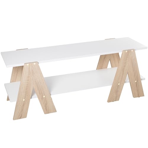 MESA TV MADERA BLANCO C/PATASCL.ROBLE, REQUIERE MONTAJE_120X38X46CM BALDA:120X34X1,8C von AlexandreHouse