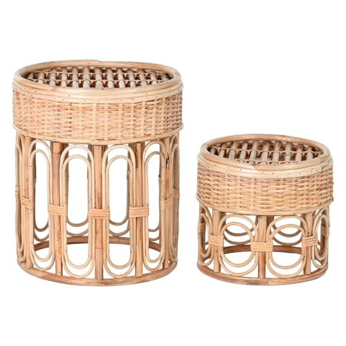 MESITA AUXILIAR SET 2 MIMBRE 42X42X47 NATURAL von AlexandreHouse