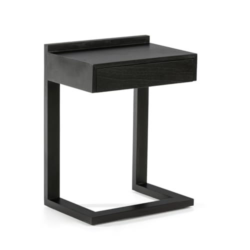 MESITA DE NOCHE 50X35X66 MADERA NEGRO von AlexandreHouse
