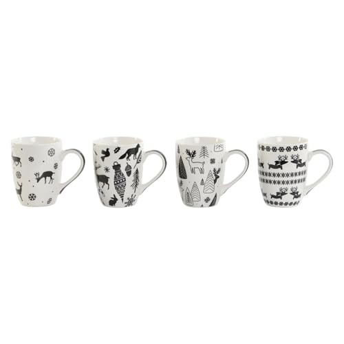 MUG SET 4 PORCELANA 8X12X10 360ML, NEGRO von AlexandreHouse