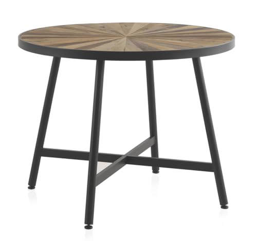 Mesa Redonda De Madera 110 Cm Con Base De Metal von AlexandreHouse